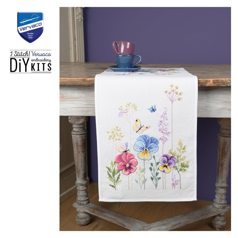 Vervaco Embroidery Kit, Table Runner, Counted Pattern Pack, Cross Stitch