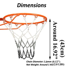2 LBS Chain Basketball Net Heavy Duty Outdoor, 0.12 Inch Thick Basketball Net Chain