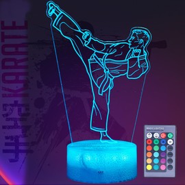 Karate Night Light, Karate Gifts, Taekwondo 3D Illusion Lamp with 16 Colors Changing, Timer, 4 Flash Modes and Dimmable, Kids Boys Girls Room Decoration, Holiday Xmas Gifts