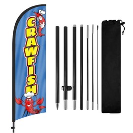 Crawfish Advertising Swooper Flag Banners, Crawfish Feather Flags with Pole and Ground Stake 8Ft, Advertising Feather Banner Sign for Crawfish Business