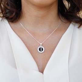 Inspired Silver - Semicolon Movement - Silver Necklace for Women - Circle Pendant Chain Necklace Jewelry Gift with Cubic Zirconia - Women's Necklace Charm with Lobster Claw Clasp