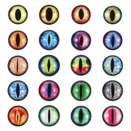 PATIKIL 22mm Dragon Eyes, 20 Pairs Round Glass Eyes Animals Crochet Eyes for Clay Doll Making Craft DIY Findings Jewelry Making, Mixed Colors