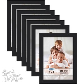 Icona Bay 5x7 Picture Frames (Black, 12 Pack), Modern Style Wood Composite Frames Table Top or Wall Mount, Bliss Collection