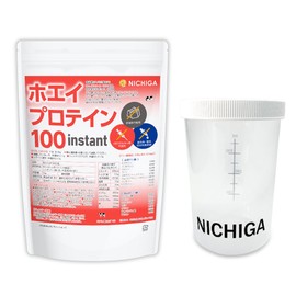 NICHIGA TK1 Shaker Set, Whey Protein 100, Instant, 2.2 lbs (1 kg), Plain Flavor, rBST (No Cow Growth Hormone) Dissolving Granulation