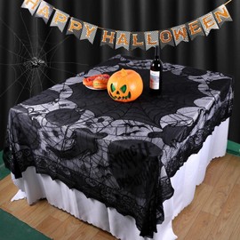 [LEISURE CLUB] Halloween Decorative Table Runner Table Runner Table Cloth Spider Web Pumpkin Table Cover Table Cloth Lace Embroidery Decoration Stylish Party Decoration Entryway Outdoor Room Dining