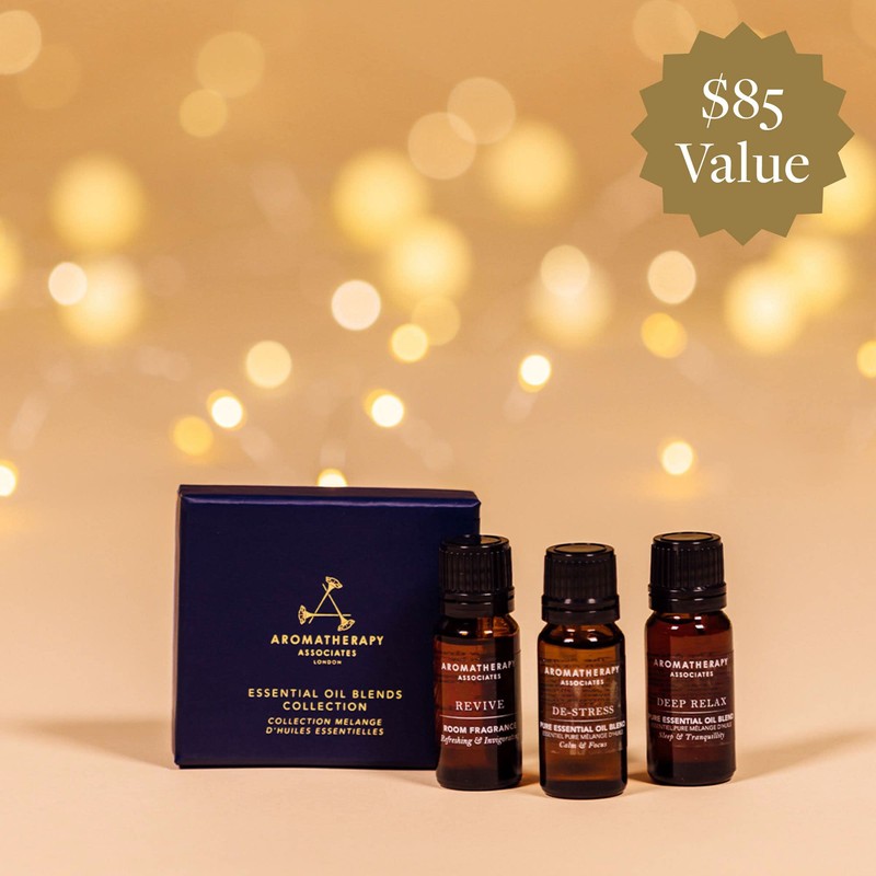 AROMATHERAPY ASSOCIATES Wellbeing Essential Oil Blends Collection, Gift Set, De-Stress,