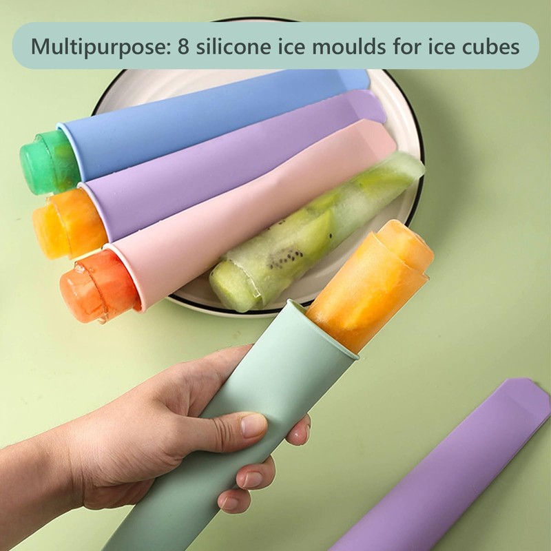 CUVZORA 8 Stück Eisformen Silikon, Wiederverwendbare Wassereis Formen für Eiswürfel,