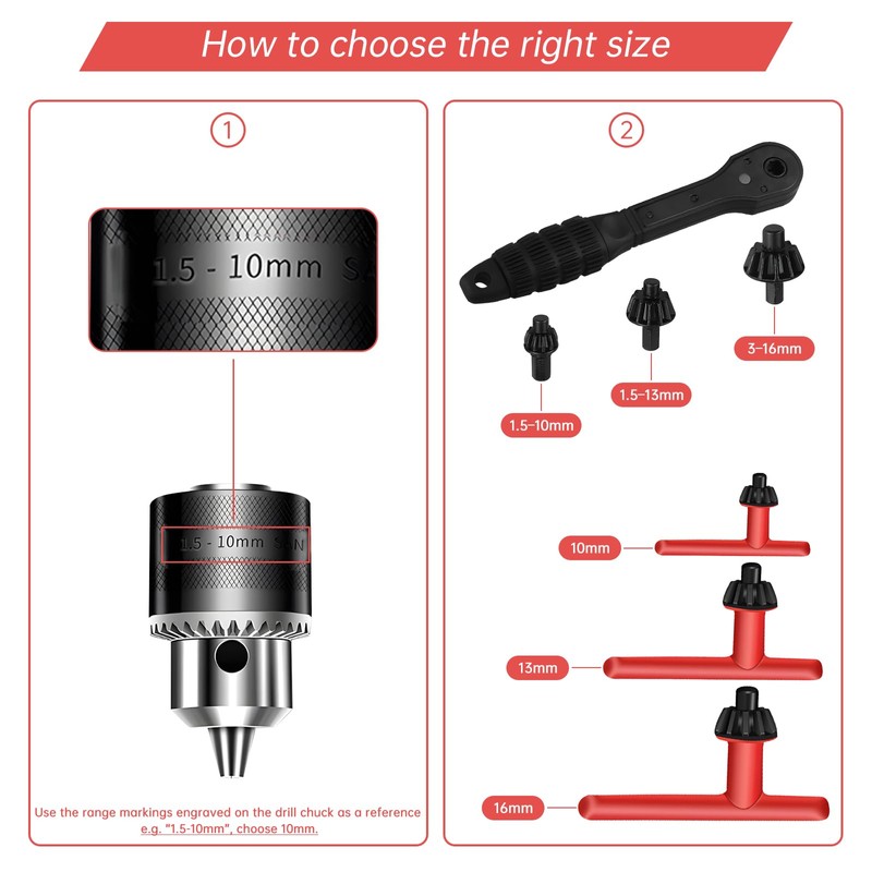 Ratchet Drill Chuck Key Wrench Set – 2-in-1 Single-Head Handle