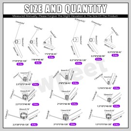 Swpeet 45P Stainless Steel Small Torsion Spring 15 Sizes 45/90/120 Degree Stainless Steel Torsion Springs Assortment Kit, Mechanical Small Torsion Spring for Home Repair Woodworking DIY Project