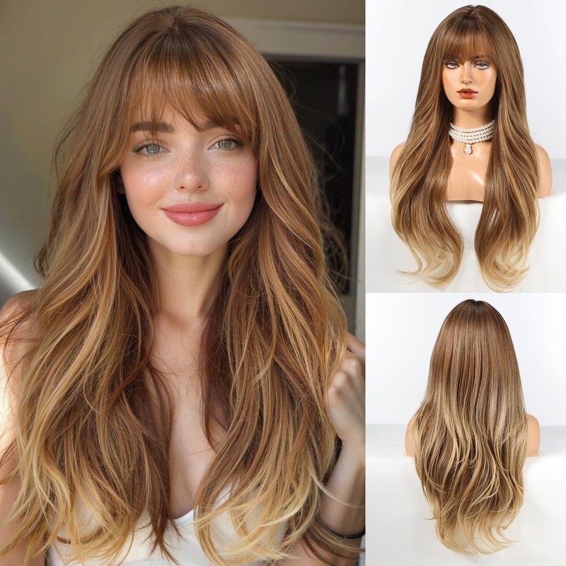 HAIRCUBE Peluca Larga Con Flequillo Rizada Y En Capas Para