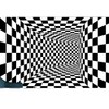 Black and White Checkered 3D Visual Effect Floor Rug Mat