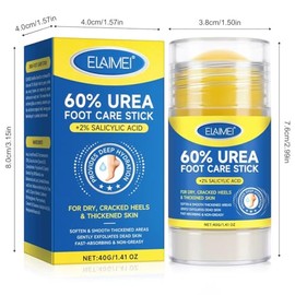 Crema en barra de urea 60% más 2% ácido salicílico, crema de urea para pies y callos de máxima fuerza para talones secos agrietados, manos, rodillas, 