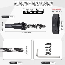 CoCud 5-1/2" (140mm) Hole Saw, M42 Bi-Metal Hex Shank Hole Cutters with 2pcs Drill Bit - Cutting Tool for Thick Metal Board Alloy Steel Plate. Black