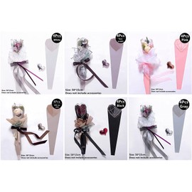 JOSON 24Pcs/6 color flower packaging bag single rose flower bag waterproof material simple diamond heart shape gift packaging