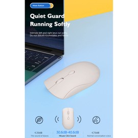 Drahtlose Bluetooth-Maus, Dual-Modi, Bluetooth 5.2 und 2,4 G, Kabellose 1600-DPI-Computermaus mit USB-Empfänger, Wiederaufladbare Leise Maus (Weiss)