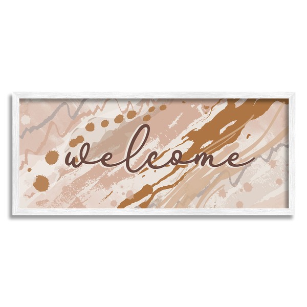 Stupell Industries Welcome Greeting Sign Abstract Geode Pattern Warm Tones,