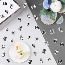 Kreatwow 200Pcs Black Bow Bridal Shower Confetti Black Bow Decoration Bowknot Bridal Shower Table Decor She's Tying The Knot Bowknot Birthday Ring Champagne Paper Scatters for Wedding Bachelorette