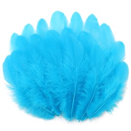 iHUFeather 600pcs Aqua Blue Feathers for Crafts 3-5inch Bulk Colored Feathers for DIY Crafts, Wedding Home Party decoration