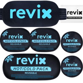 REVIX REVIX Ice Packs for Injuries Reusable, 5-Piece Set Hot and Cold Gel Ice Pack for Joints, Muscle, Post-Workout Recovery, Adjustable and Flexible Cooling Pads for Knees, Back, Arms and Neck