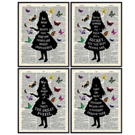 Kids Dictionary Art 11x14 - Alice in Wonderland Wall Art Set for Kids - Girl Room Decorations, Kids Bedroom Decor, Nursery Wall Decor - Wonderful Gift Idea - Girl Room Decor - Inspirational Quotes