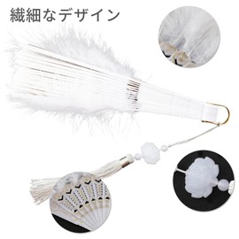 Juli Fan, Cosplay Accessory, Lace, Feather, Dance, Feather, Fancy Dress, Fluffy, Fancy Dress Events, Parties, Masquerade, New Year's Party, Festival, School Festival, Cultural Festival (Fine Black)