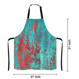 Lefolen Red and Turquoise Apron, Funny Baking Apron Blood Splatter Novelty Cooking Chef Present For Men Womens Baking Present Full BBQ Grilling Kitchen Apron