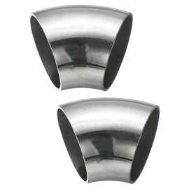 PATIKIL Pack of 2 Stainless Steel Pipe Elbow 45 Degree Elbow 38 mm OD Steel Exhaust Pipe Connector Stainless Steel Elbow 304 Stainless Steel Pipe for Exhaust Pipe Stair Railing Car HVAC