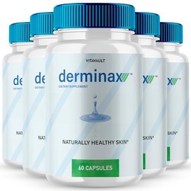 Derminax Capsules, Derminax Supports Natural Healthy and Glowing Skin Pills - Maximum Strength, Derminax Vitamin Supplement Support Pills, Derminax Support Capsules Reviews (5 Pack)