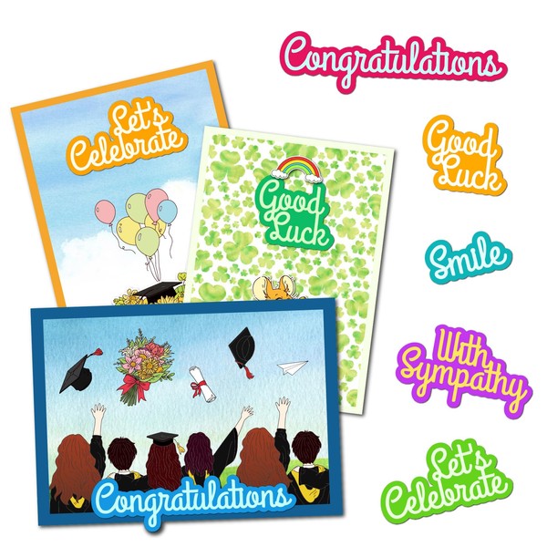 Arbuya 5pcs/Set Phrases Words Metal Cutting Dies with Shadows for