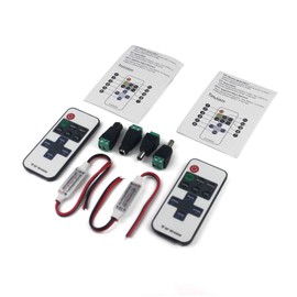 Taikuwu LED Strip Controller LED Strip Dimmer Controller DC 5V-24V 12A Receiver RF Wireless Remote LED Strip Remote Control Controller for 2-Pin SMD 5050 3528 2835 5630 LED Strip Pack of 2
