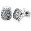 HONEY BEAR Men's Wedding Retro Pattern Carved Cufflinks Stainless Steel