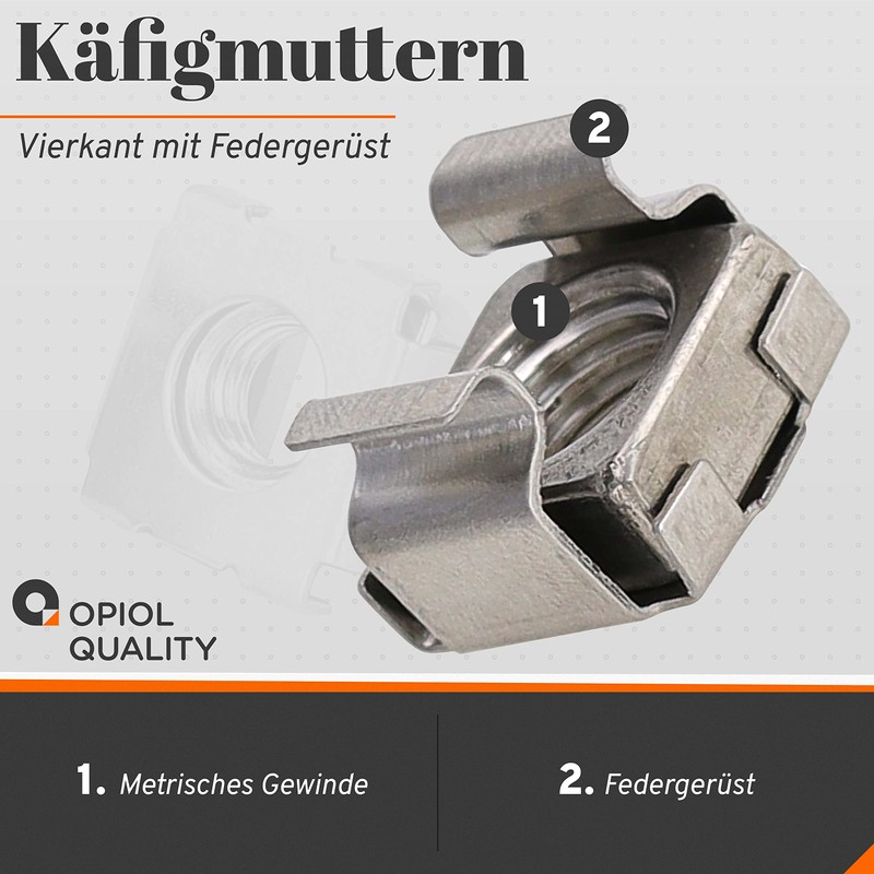 OPIOL QUALITY® Cage Nuts M6 for Sheet Thickness 1.7-2.7 mm