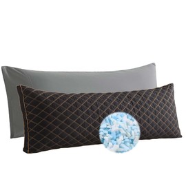 WhatsBedding Memory Foam Body Pillow for Adults, Long Pillow for Sleeping, Full Body Pillow for Bed - 20x54 inch, Black Quilted