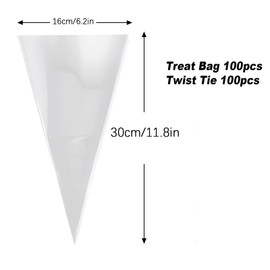 100 Pcs Sweet Cone Bags, 30 * 16 cm Sweet Cones Bags, Triangle Sweet Cones Bag for Candy,Cookie,Baking,Displaying and Wrapping