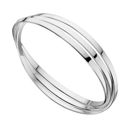 Elements Silver Women's 925 Sterling Silver Triple Russian Wedding Bangle of Flat Bands
