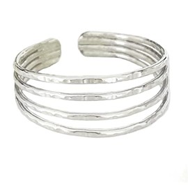Anillo de dedo del pie | Plata de ley 925 de cuatro hebras | Anillo ajustable para pie o midi | Joyería unisex para pie, Plata, Sin piedras preciosas