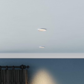 TORCHSTAR 5CCT Trimless 3 Inch LED Recessed Light, 12W Canless Dimmable LED Downlights with J-Box, Anti-Glare Semi-Recessed Downlight, 2700K/3000K/4000K/4500K/6500K Selectable, CRI 90, Pack of 2