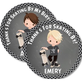 Skateboard Birthday Party Sticker Favors, Party Favors For Skateboard Birthdays, Gift Tags For Skateboard Parties (Boys 1)