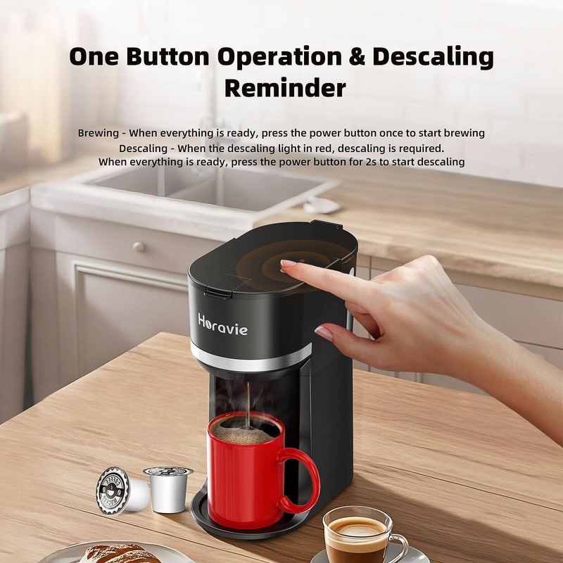 Horavie Mini Single Serve Coffee Maker for K Cup and