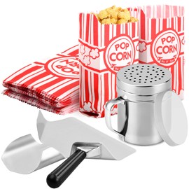 Elitecran 202 Pieces Popcorn Machine Accessories Set, 100 Popcorn Bags, Popcorn Scoop and Salt Shaker with Handle for Popcorn Machines, Party, Film, Night Cinema (Size : 3pcs/set)