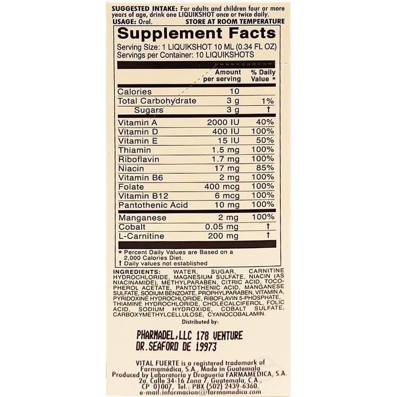 Vital Fuerte Liquid Shot Multivitamin & Mineral Supplement 10 Units