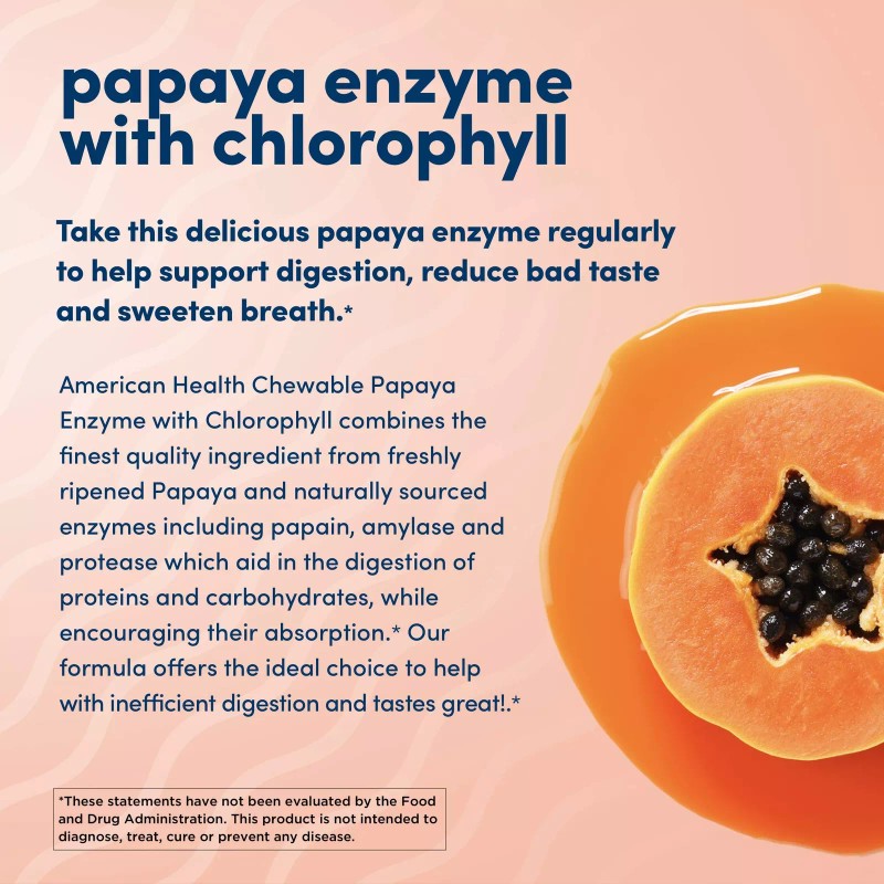 American Health Papaya Enzyme Chewable Tablets 600 Count Digestive Support