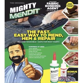 Beacon Adhesives Mighty MENDIT™, Permanent Fabric Adhesive, Flexible Stretchable Washable, Clear,