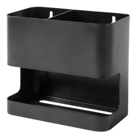MyGift- Soporte Organizador para Herramientas de Peinado del Cabello, Hecho The Metal Negro con 2 Ranuras. Estante Organizador para estética o peliquería, para insalarse en la Pared