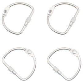 HAJXZH 4 PCS Binding Book Rings 1.5 Inch D-Shaped Key Storage Ring Silver Tape Storage Rings for DIY Decoration and Paper Organization