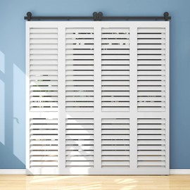 TSMST 5ft/60" Barn Door Hardware for Bifold Doors Kit for 4 Doors,Heavy Duty Sturdy Bifold Barn Door Hardware Kit,Easy to Assemble,Smoothly and Quietly,T Shape(No Door)