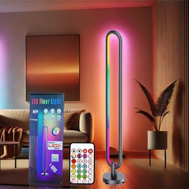 LED Corner Floor Lamp (20W RGBW) | Sleek Minimalist Design, Dimmable RGBW Color Changing, Remote Controlled, Music Sync Mode, Ambient Lighting for Living Room, Bedroom, Office | Energy Efficient