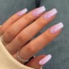 Uñas francesas cuadradas largas, uñas postizas ombré de ataúd mediano,