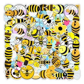 50PCS Cute Bee Stickers,Funny Bees Stickers,Teens Boys and Girls Sticker Pack Vinyl Skateboard Guitar Door Laptop Luggage Car Bike Water Bottle Birthday Party Supplies Stickers
