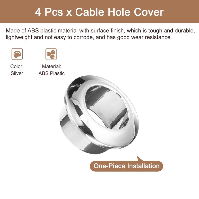 sourcing map 4Pcs Cable Hole Cover, 12/32 inch(18mm) ABS Office